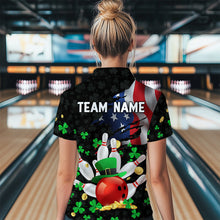 Load image into Gallery viewer, Personalized US Flag St Patrick Day Funny Bowling Shirt Women Team Polo &amp; 1/4 Zip Shirts HNT12