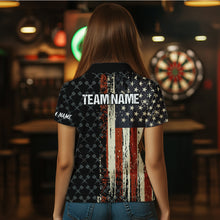 Load image into Gallery viewer, Vintage American Flag Darts Shirt For Women Custom Darts Jersey Pocket Option TDM3516