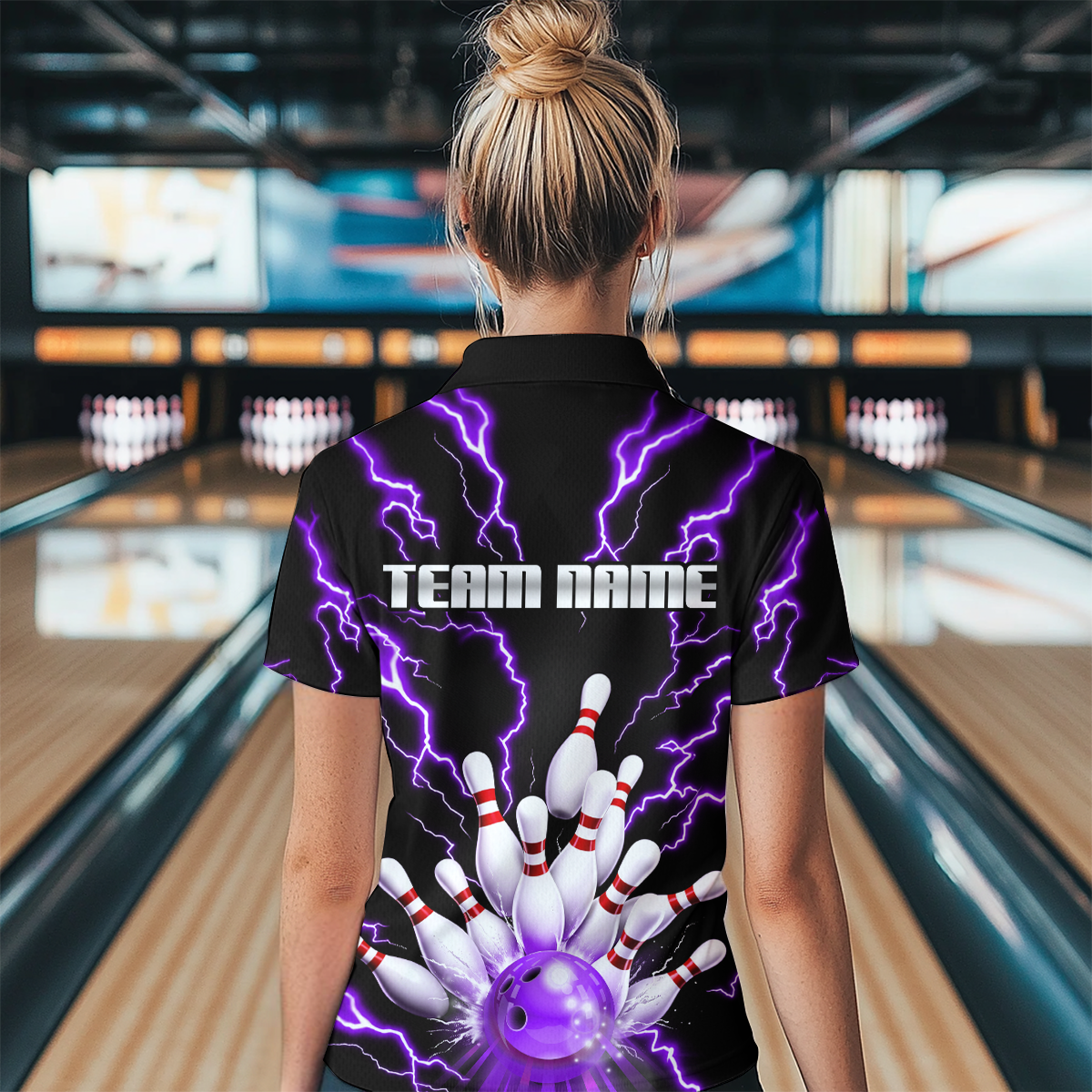 Thunder Lightning Purple Bowling Shirt Custom Bowling Jersey for Men Women Team MBL66