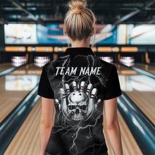 Load image into Gallery viewer, Skull Bowling League Shirt Women Bowling Jersey Team Lightning Thunder Bowling Polo Shirt BDT335