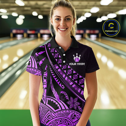 Purple Vintage Bowling Custom Women Bowling Shirt Polo & Quarter-Zip Bowling Team Jerseys HNT69