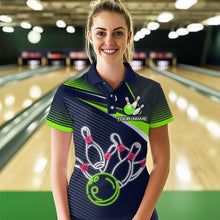 Load image into Gallery viewer, Custom Green&amp;Blue Bowling Shirts for Men Women Team Bowling Polo &amp; 1/4 Zip Shirt MBL41