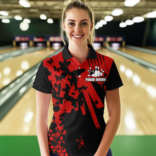 Load image into Gallery viewer, Custom Red Butterflies Bowling Shirts for Men Women Bowling Jersey Team Name MBL79