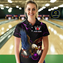 Load image into Gallery viewer, Purple Thunder US Flag Eagle Bowling Shirts for Women Team Bowling Polo &amp; Quarter-Zip HNT96
