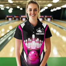 Load image into Gallery viewer, Pink Bowling Shirt for Men and Women Bowling Jersey with Team Bowling Polo &amp; 1/4 Zip MBL42