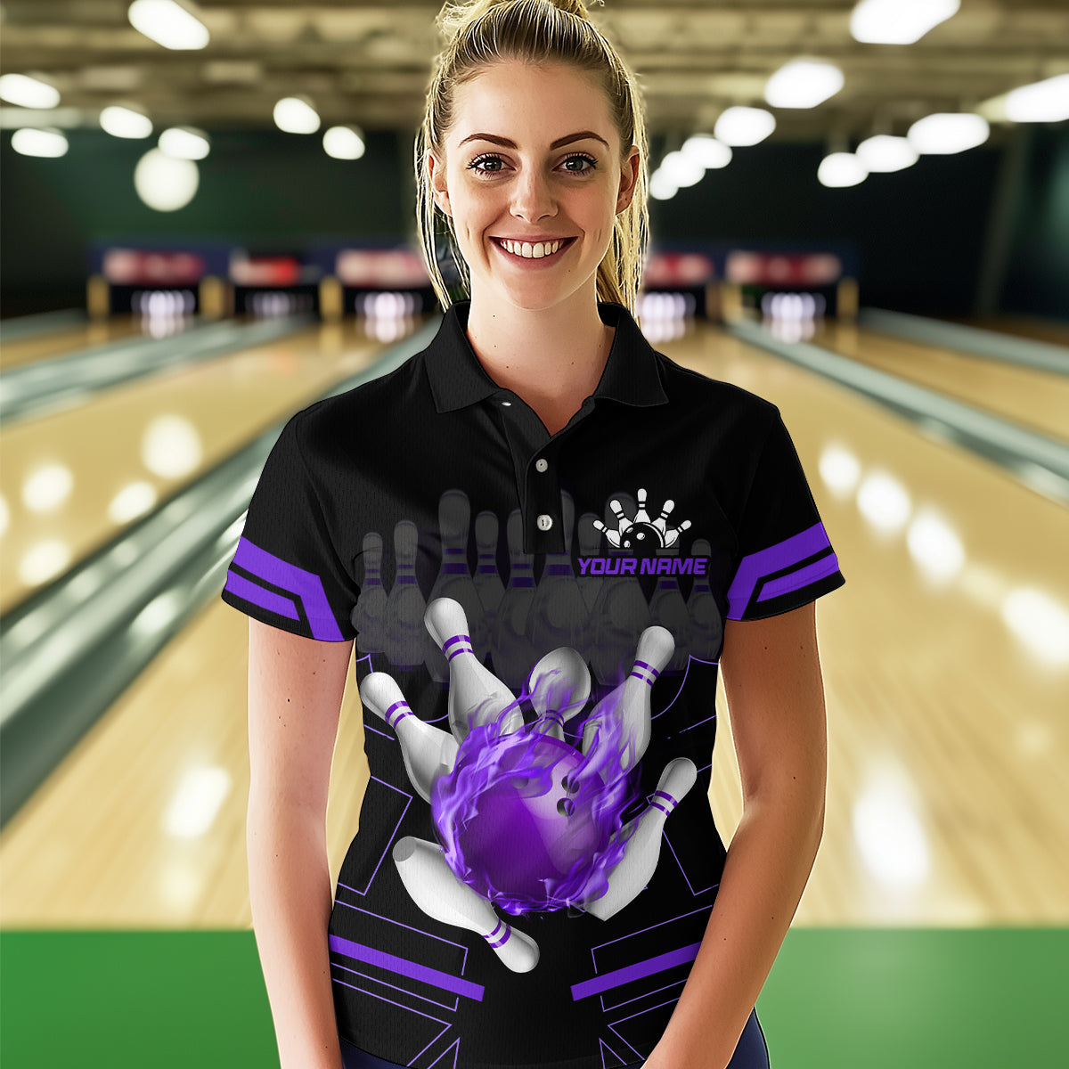Custom Flame Bowling Jersey For Women Bowling Team Shirt League Bowling Polo Shirt BDT303