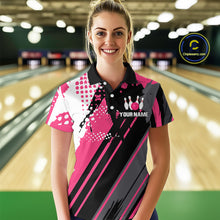 Load image into Gallery viewer, Custom Pink Bowling Shirts for Men Women Team Bowling Polo and Quarter Zip MBL104