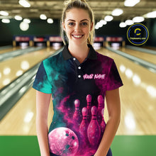 Load image into Gallery viewer, Green and Pink Smoke Bowling Shirts for Women Men Team Bowling Polo &amp; Quarter Zip MBL129
