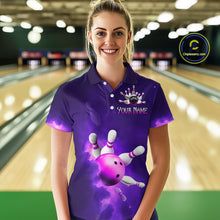 Load image into Gallery viewer, Purple Smoke Bowling Shirts for Women Men Team Custom Bowling Jerseys MBL126