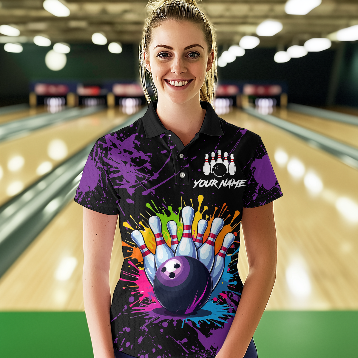 Custom Purple Watercolor Bowling Shirts for Men Women Team Funny Bowling Jersey MBL45