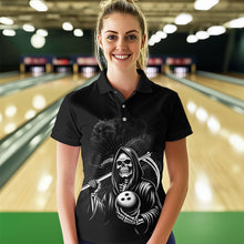 Load image into Gallery viewer, Custom Bowling Shirt Skull Bowling 1/4 Zip Shirt for Women Bowling Team League QZT299