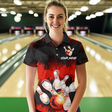 Load image into Gallery viewer, Customize Red Bowling Shirts for Men Women Team Bowling Polo &amp; 1/4 Zip Shirts MBL81