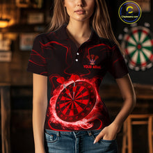 Load image into Gallery viewer, Lightning Smoke Red Dartboard Women's Darts Shirt - Custom Name For Darts Jersey NYN0471