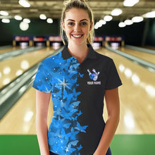 Load image into Gallery viewer, Blue Butterfly Bowling Polo Shirts For Men Women Custom Bowling Jersey Team BDT505