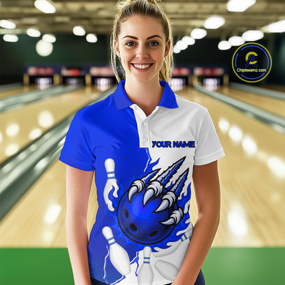 Custom Sharp Claws Bowling Shirt Blue Men Women Team Bowling Flaming Jerseys MBL91
