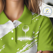 Load image into Gallery viewer, Green and White golf ball pattern Women golf polo shirts custom team womens golf clothes NQS9974