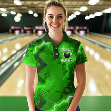 Load image into Gallery viewer, Thunder Lightning Bowling Shirt Green Bowling Jersey Men Women Team Bowling Shirts MBL64