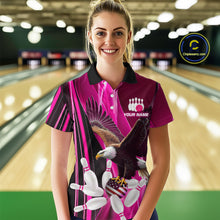 Load image into Gallery viewer, Custom Pink Eagle Bowling Shirt for Men Women Team Bowling Polo Shirts &amp; 1/4 Zip MBL95
