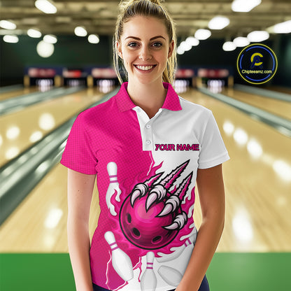 Custom Sharp Claws Bowling Shirt Pink Men Women Team Bowling Flaming Jerseys MBL91