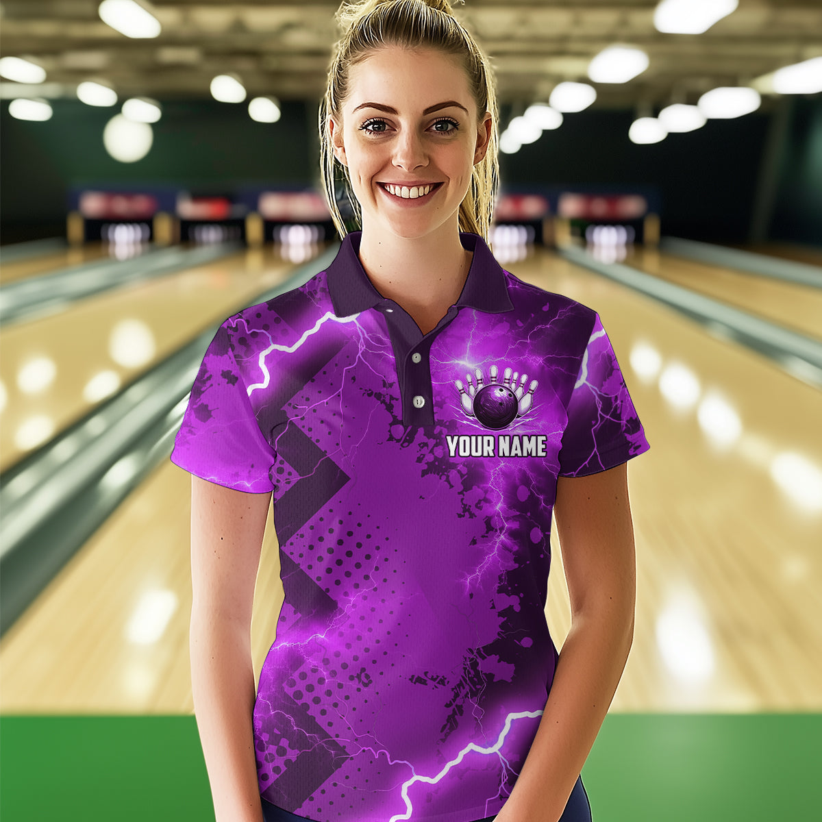 Thunder Lightning Bowling Shirt Purple Bowling Jersey Men Women Team Bowling Shirts MBL64