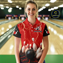 Load image into Gallery viewer, Red Thunder Lightning &amp; Lava Bowling Shirt for Men Women Team Bowling Jersey MBL92