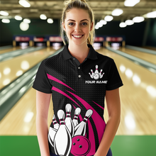Load image into Gallery viewer, Pink Bowling Jersey Women Custom Bowling Team Shirts Unisex Bowling Women Short Sleeve Polo Shirt CP29