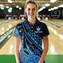 Load image into Gallery viewer, Blue Vintage Bowling Custom Women Bowling Shirt Polo &amp; Quarter-Zip Bowling Team Jerseys HNT69