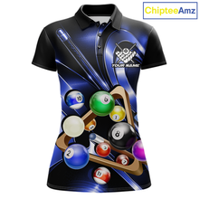 Load image into Gallery viewer, Custom Ball Pool Shirts Blue Billiard Shirt for Women Billiard Team Jersey Billiard League NNT180
