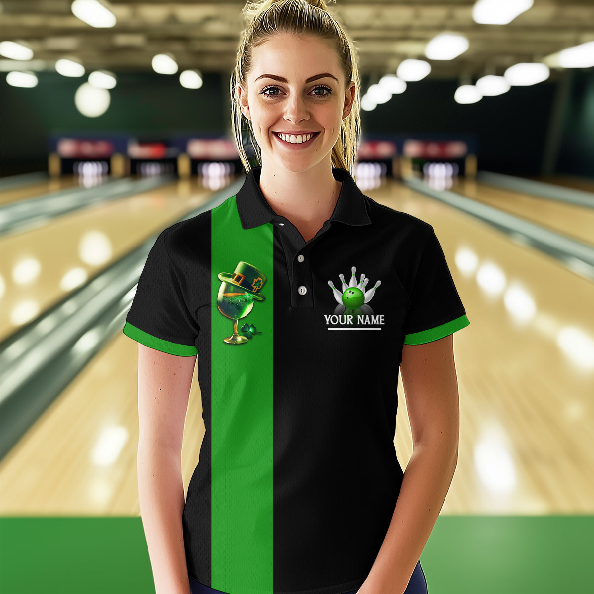 Green Bowling Shirt Custom St Patrick Day for Men Women Polo Bowling Jersey QZT622