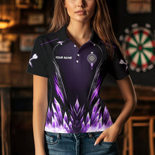 Load image into Gallery viewer, Personalized Purple Icy Dartboard Custom Darts Polo &amp; Quarter Zip For Women, Team Dart Jersey Outfit TDM3671