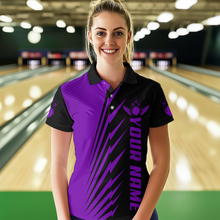 Load image into Gallery viewer, Custom Purple Bowling Shirts for Men Women Team Bowling Polo &amp; 1/4 Zip Shirt MBL48