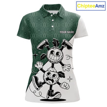 Load image into Gallery viewer, Green White Funny Golf Ball Pattern Womens Golf Polo Shirts Custom Golf Outfits Ladies, Green Golf Tops NHT784