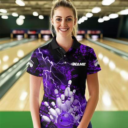 Purple Thunder Lightning Bowling Shirt Custom Colorful Bowling Jersey Men Women Team MBL67