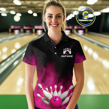 Load image into Gallery viewer, Pink Smoke Bowling Shirts for Men Women Team Personalized Bowling Polo and Quarter Zip MBL130