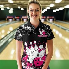 Load image into Gallery viewer, Pink Watercolor Bowling Shirts Men Women Team Custom Bowling Polo &amp; 1/4 Zip Shirt MBL60