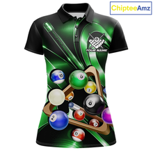 Load image into Gallery viewer, Custom Ball Pool Shirts Green Billiard Shirt for Women Billiard Team Jersey Billiard League NNT180