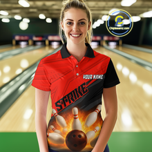 Load image into Gallery viewer, Custom Flaming Red Bowling Shirts for Women Men Team Bowling Polo &amp; Quarter Zip MBL99