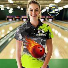 Load image into Gallery viewer, Custom Lime Green Bowling Shirt for Men Women Team Bowling Jerseys Polo 1/4 Zip MBL100