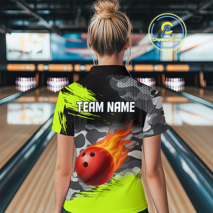 Custom Lime Green Bowling Shirt for Men Women Team Bowling Jerseys Polo 1/4 Zip MBL100