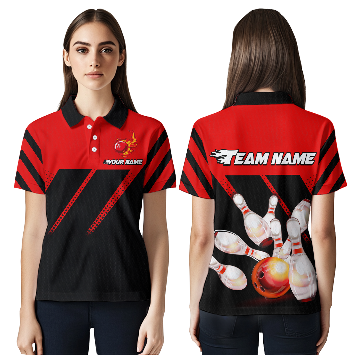 Red Bowling Shirt Custom Bowling Jersey for Men Women Bowling Polo&1/4 Zip Shirts MBL51