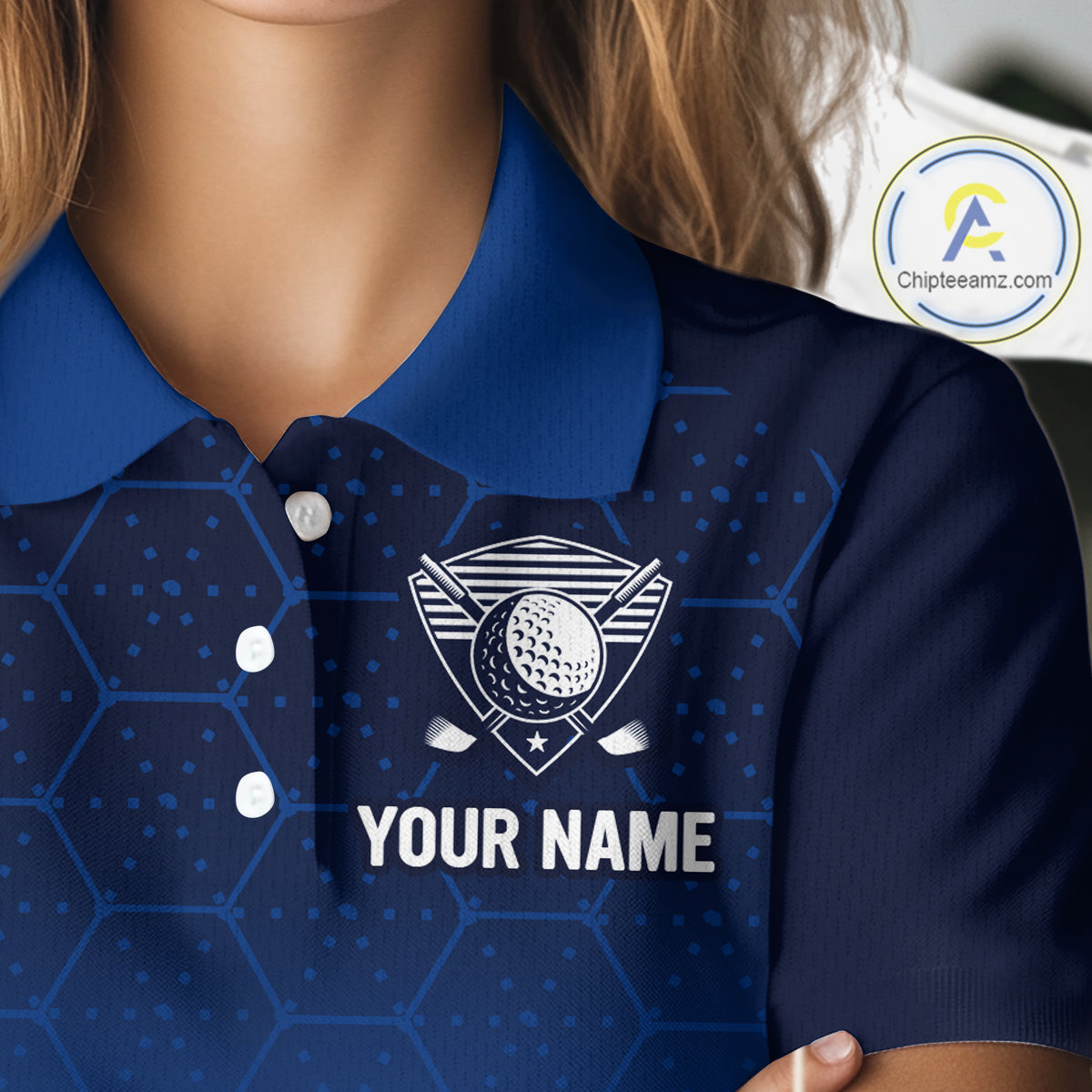 Blue Pattern Women Golf polo shirts custom Team name golf outfit for ladies, unique golf gifts NQS9874
