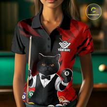 Load image into Gallery viewer, Custom Black Cat 8 Ball Pool Shirts Red Billiard Shirt for Men Billiard Team Jersey Billiard Gift NNT181