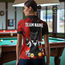 Load image into Gallery viewer, Custom Black Cat 8 Ball Pool Shirts Red Billiard Shirt for Men Billiard Team Jersey Billiard Gift NNT181