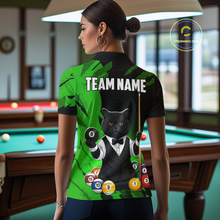 Load image into Gallery viewer, Custom Black Cat 8 Ball Pool Shirts Green Billiard Shirt for Women Billiard Team Jersey Billiard Gift NNT181