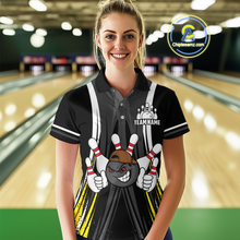 Load image into Gallery viewer, Custom Funny Bowling Women Shirts Bowling Uniform Polo &amp; 1/4 Zip Bowling Team Jerseys HNT101