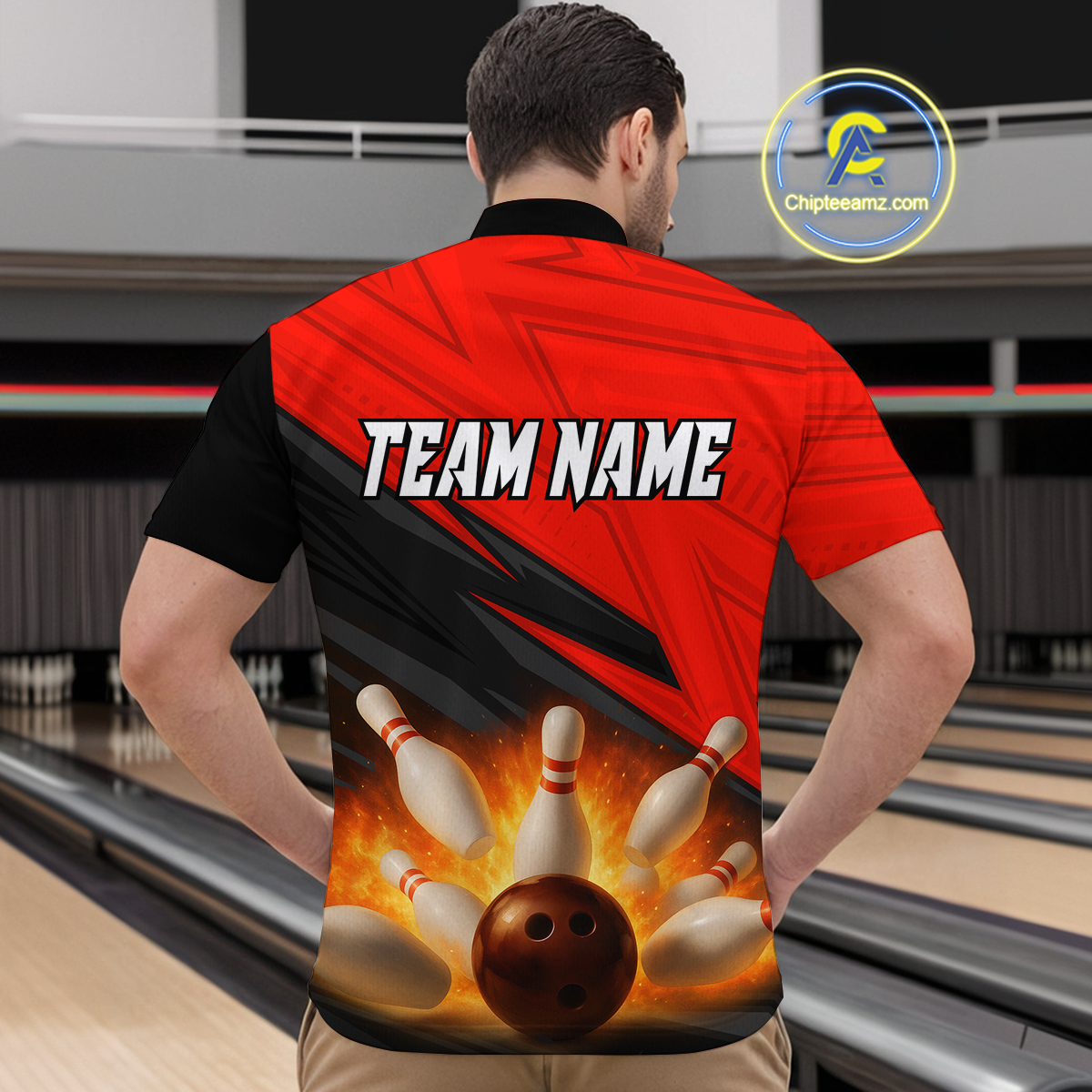 Custom Flaming Red Bowling Shirts for Women Men Team Bowling Polo & Quarter Zip MBL99