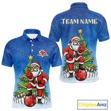 Load image into Gallery viewer, Custom Funny Santa Christmas Bowling Jersey for Men Bowling Team Shirts Polo &amp; 1/4 Zip HNT139