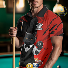 Load image into Gallery viewer, Custom Black Cat 8 Ball Pool Shirts Red Billiard Shirt for Men Billiard Team Jersey Billiard Gift NNT181