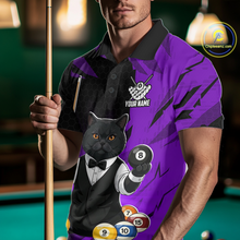 Load image into Gallery viewer, Custom Black Cat 8 Ball Pool Shirts Purple Billiard Shirt for Men Billiard Team Jersey Billiard Gift NNT181