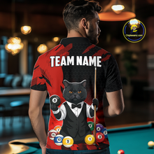 Load image into Gallery viewer, Custom Black Cat 8 Ball Pool Shirts Red Billiard Shirt for Men Billiard Team Jersey Billiard Gift NNT181
